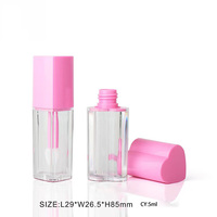 Contenants de gloss à lèvres uniques en plastique, forme cœur, rose, blanc, jaune, rose pâle, mignons, vides, avec pinceau, 5 ml