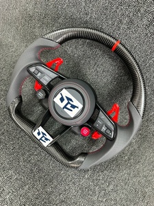 Volant sport en fibre de carbone suédé personnalisé de qualité supérieure avec boutons <span class=keywords><strong>R8</strong></span> et marqueur central <span class=keywords><strong>rouge</strong></span> pour voitures S6, S7, A5, A6, A7, C7, Q3, Q5, etc. - Product Image 6