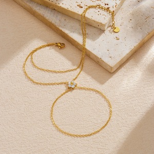Fashion Minimalist Flower Diamond <b>Bracelet</b> Gold Plated Stainless Steel <b>Stacked</b> Chain Gift Jewelry - Product Image 3