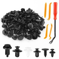 100 PCS Clips de retenue de pare-chocs de voiture à vis enfichables Kit de rivets en nylon de 6 types avec 5 dissolvants de fixation pour de nombreux véhicules