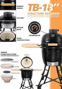 SEB Black <span class=keywords><strong>Egg</strong></span> 21-26 Inch 2XL <span class=keywords><strong>Barbecue</strong></span> à charbon de bois Big <span class=keywords><strong>Kamado</strong></span> Grill <span class=keywords><strong>Barbecue</strong></span> extérieur <span class=keywords><strong>Barbecue</strong></span> en céramique - Product Image 5
