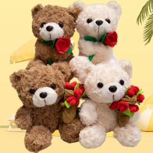 Ramo de Rosas de 6 Pulgadas (15 cm), Osito de Peluche, Animales de Peluche al por Mayor, Lindos Regalos Decorativos, Juguetes Suaves, Osito de Peluche - Product Image 1