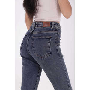 Pantalones Vaqueros de Cintura Alta, Transpirables, con Dobladillo Cosido en la Parte Delantera, Estilo Holgado, Talla XL, Diseño Casual con Estampado y Decoración de Agujeros - Product Image 1