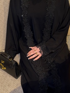 Abaya Aperta in Pizzo Floreale Delicato Stile Dubai Loriya per Donne Musulmane, Moda Islamica Modesta, Cardigan Estivo Leggero - Product Image 4