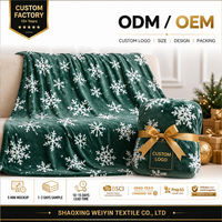Couverture de Noël personnalisée en polaire douce, plaid en flanelle avec motif flocon de neige pour la décoration intérieure, cadeau, vente en gros