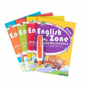 Livro de zona inglesa infantil, livro de som para aprendizagem precoce com caneta de leitura sensível ao toque