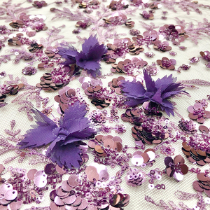 Thiết Kế Mới Sequin Ren Bán Buôn Giá 3D Hoa Ren Vải Thêu Ren Cô Dâu - Product Image 3