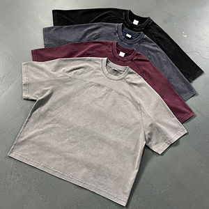 2025 contraste panneau t-shirt en détresse batik lavé raglan haut 285g nouveauté - Product Image 2