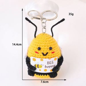 Hot Selling Cute <b>Plush</b> Pendants Knitted Potted <b>Plants</b> Bee Ornaments & Cartoon Dolls Woven Broccoli/Potato Keychains - Product Image 1