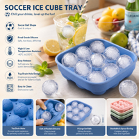 Moules à glaçons en silicone de qualité alimentaire en forme de ballon de football avec moules à glaçons sphériques, résistants au congélateur et à congélation rapide