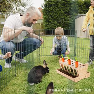 Mangeoire à nourriture pour lapins en bois massif, support pour foin et carottes, plateau d'alimentation pour cochon d'Inde, couleur naturelle - Product Image 5
