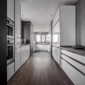 Gabinete de cocina funcional diseño <span class=keywords><strong>simple</strong></span> europeo cocina blanca mate madera contrachapada laca UV personalizada moderna - Product Image 3