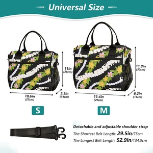 Wholesale Puakenikeni Lei Flower Design Custom Reusable Insulated Cooler Bag Thermal Zipper Picnic Cool Lunch Bag - Product Image 2