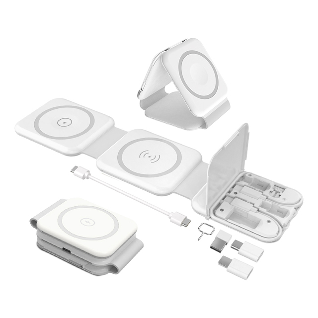 F1 15w Magnetic Wireless Charger Folding Fast Charging 3 10 in 1 One Magnet Station Cable Holder for iPhone for Iwatch