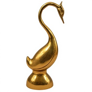 Escultura de Cisne de Latón Vintage, Figura de Pájaro con Cuello Curvo Elegante, Estatua Decorativa de Aves Acuáticas de Metal, Adorno de Lujo para Mesa de Oficina u Hogar - Product Image 1