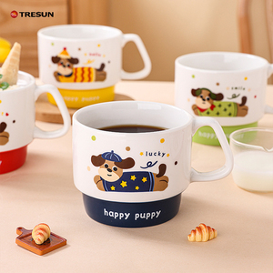 <b>ceramic</b> porcelain custom personalized colorful gifts Stacking Mug Set Coffee <b>Cup</b> With Handle Cartoon Design For Kids - Product Image 5