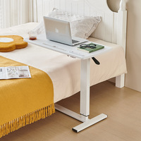 Mesa de Noche Metálica Móvil Ajustable, Escritorio Plegable para Portátil, Mesa de Estudio, Mesa de Sofá, Mesa de Comedor Hidráulica