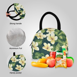 Wholesale Custom Aloha Hawaiian Flower Design Customized Portable Reusable <b>Lunch</b> Bag Backpack <b>Sets</b> for Students - Product Image 4