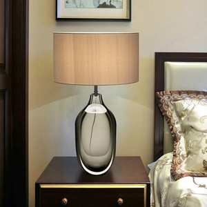 Lámpara de mesa de cristal gris y verde de lujo, decoración del hogar, luz de cristal hecha a mano, sala de estar, Hotel, dormitorio, luz LED, lámpara de escritorio - Product Image 2