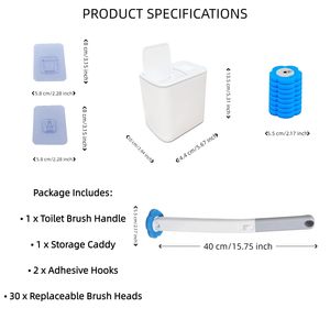 Brosse de nettoyage de toilettes jetable automatique à couvercle rabattable avec éponge intégrée pour la maison - Product Image 4
