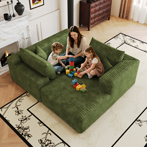 Canapé modulaire en tissu en forme de L moderne avec dossier et accoudoirs rembourrés pour salon, ensemble de canapés à assise profonde - Product Image 1