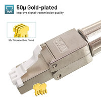 8P8C Ethernet CAT7 Toolless Plug RJ45 Konektor Bebas Alat Modular Plug Bebas Alat Berbahan Zinc Alloy Terlindungi Modular Plug