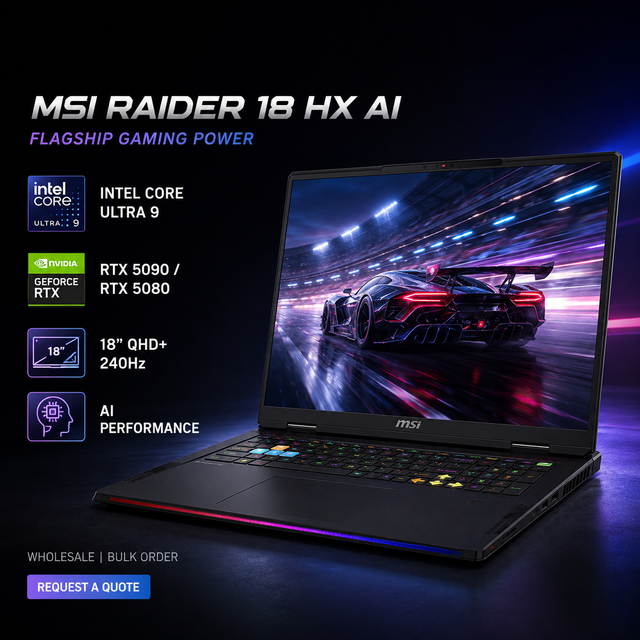 for MSI Raider 18 Pro AI 2025 Gaming Laptop Intel Ultra 9 AMD R9 64GB 4TB SSD RTX 5090 18 inch 3.8K 120Hz Mini LED AI PC