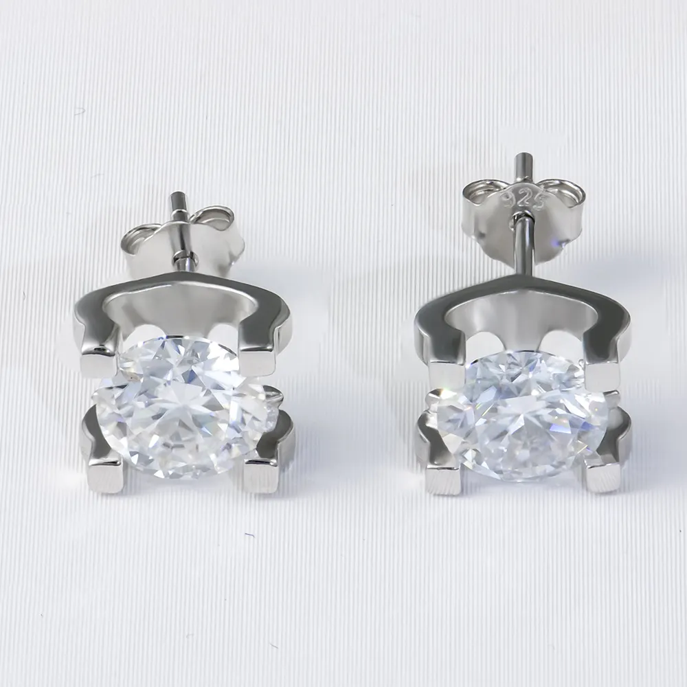 Moissanite Earring 925 Sterling Silver White VVS Stud Moissanite Diamond Earring Jewelry