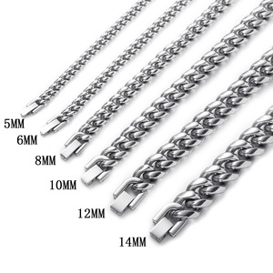 Stainless Steel Curb <b>Chain</b> Necklace, Polished Round Link, Tight Weave Cuban <b>Chain</b> for Men, Jewelry Accessory with Lobster Clasp - Product Image 2