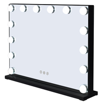 LED Dimmable 3 Color Light Smart for Desktop Vanity Mirror Metal Frame Single Square Silver Finish Customizable Mirror