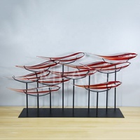 Sculpture en verre soufflé d'ornement de poisson moderne européen fait à la main pour décor de club d'hôtel figurine d'animaux de hall d'entrée de salon