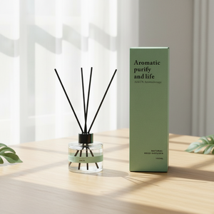 Aikun Brand Low MOQ 3 Day Sample 7 Day Ship Any Aroma Lasting 100ML Sticker Round Glass Bottle Green Box Reed <b>Diffuser</b> Set - Product Image 1