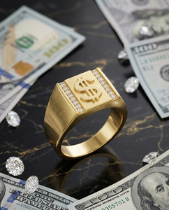 Trendy Gold Plated Copper and Brass Men's <b>Finger</b> <b>Ring</b> Classic Fashion Jewelry for Wedding Anniversary Festival Party Daily Wear - Product Image 2