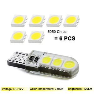 Luz LED T10 5050 6SMD para Auto, Bombilla de Silicona W5W, Luz de Matrícula, Luz de Lectura - Product Image 3