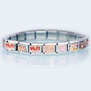 Eslabones clásicos de acero inoxidable, 9MM, placa de oro rosa, nudo, corazón, amor, muñeca, madre, <span class=keywords><strong>hija</strong></span>, brazalete, abalorio italiano - Product Image 2