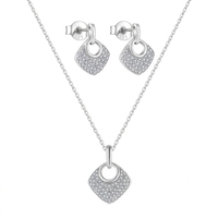 Ensemble de bijoux QX personnalisé en argent 925 avec CZ, fabrication OEM ODM, couleur plaquée, couleur de pierres précieuses, gravure laser gratuite, pendentif et boucles d'oreilles