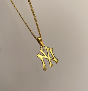 Chic New York Sport Collier En Acier Inoxydable Baseball Amoureux Pendentif Hommes Bijoux Cadeau - Product Image 2