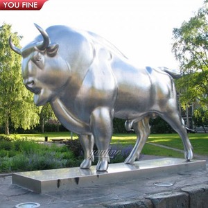 Estatua de toro <span class=keywords><strong>Avesta</strong></span> de acero inoxidable de metal de parque cuadrado moderno - Product Image 2