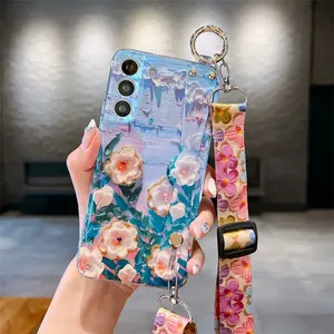 Funda de lujo con correa de pulsera de flores IMD para <span class=keywords><strong>Samsung</strong></span> S23 21 22 Plus S24 Ultra Cover <span class=keywords><strong>A</strong></span> 14 54 34 13 33 53 12 <span class=keywords><strong>52</strong></span> funda brillante - Product Image 5