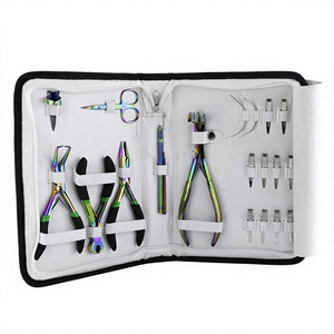 Best Quality Products Hair <b>Extension</b> Tool Kit <b>Micro</b> Link Pliers Kit Stainless Steel Pulling Hook Needle Scissor Clips Finger - Product Image 1