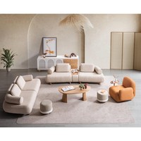 Meubles de salon modernes italiens haut de gamme, ensemble de canapés modulaires en tissu polaire, fauteuils et console centrale pour appartement