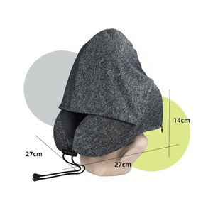 Oreiller de voyage ergonomique en mousse à mémoire de forme avec logo personnalisé, emballage sur mesure, soutien élevé, portable, avec capuche, pour avion, forme en U, 80 - Product Image 3