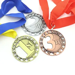 Custom Goud Zilver Bronzen Sport Medaille Zinklegering Metaal 1 2 3 Kampioen Medailles