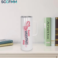 Gobelets à sublimation en acier inoxydable, isolés sous vide, 20 oz, avec poignée, thermos, pour garder les boissons chaudes/froides, bouteille d'eau pour impression DIY