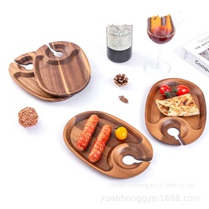 Bandeja de Madera de Acacia Pulida para Copas de Vino con Soporte para Copas de Vino Tinto, Plato Desechable para Aperitivos, Bandeja para Cócteles para Comida Occidental, Filetes - Product Image 3