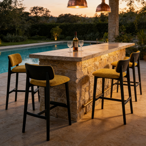 Tabourets <span class=keywords><strong>de</strong></span> bar contemporains <span class=keywords><strong>en</strong></span> <span class=keywords><strong>bois</strong></span> noir - Chaises <span class=keywords><strong>de</strong></span> comptoir <span class=keywords><strong>en</strong></span> tissu pour bar commercial/hôtel |   Sièges hauts confortables - Product Image 2