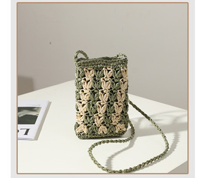 Summer Women Paper Straw Crochet Flower Crossbody <strong>Bag</strong> Mini <strong>Mobile</strong> Phone Handmade <strong>Soft</strong> Zip Shoulder All-match Beach Daily Purse - Product Image 6