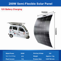 Panneau solaire monocristallin semi-flexible ETFE sans cadre 200W 18V, indice de protection IP65, efficacité 20%-23,8% pour
