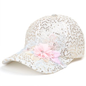 Casquette de baseball en maille pour femme avec broderie de fleurs en dentelle et sequins, respirante, protection solaire, chapeau de plage 2024 - Product Image 2