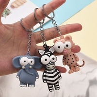 Porte-clés fantaisie en forme d'animal de dessin animé, adorable singe ou lion, breloque de sac à dos, figurine en peluche 3D, cadeau idéal pour étudiant